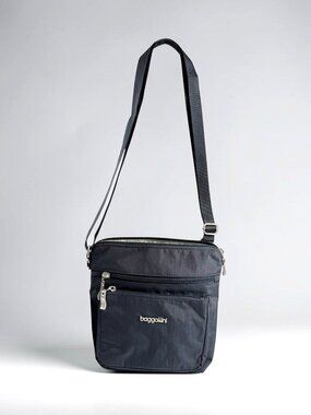 NEW Baggallini RFID Nylon Pocket Lightweight Travel Crossbody w/Pouch Bag Navy